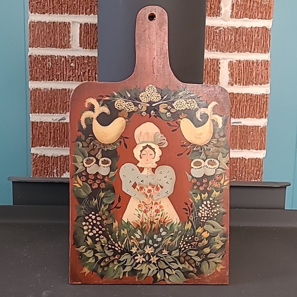 Handpainted Vintage Wooden wall hanging/ serving tray
